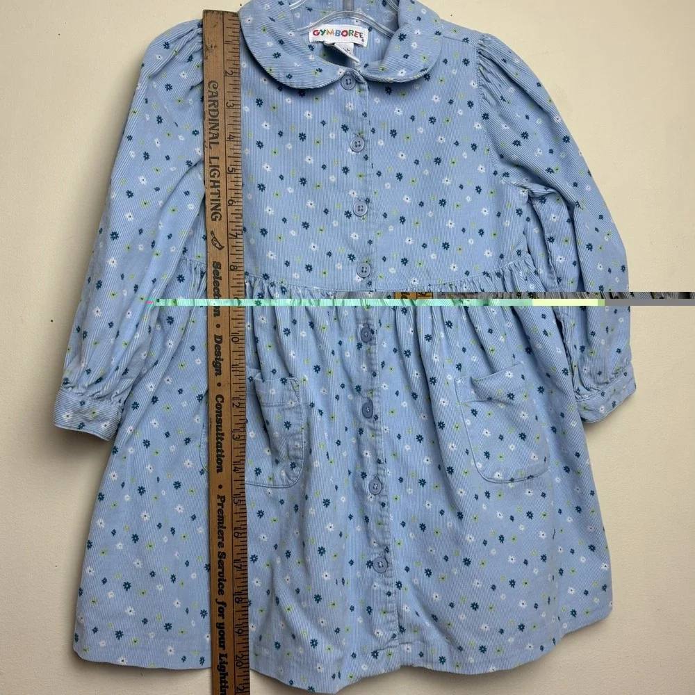 Vtg Gymboree Rainbow Tag 1998 Cotton Candy Blue Corduroy Floral Dress 2T 3T Sz S